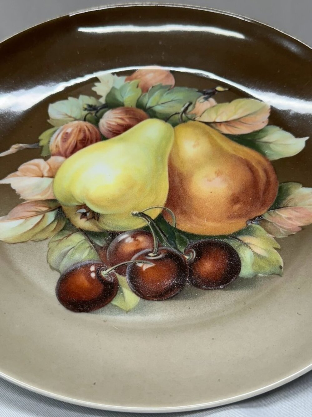 Antique ZS & Co Bavaria Fruit Cabinet Plate 8.5" Pears Cherries Walnuts Vintage